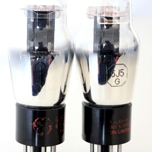 GE紅字6J5G (驅動管) 兩支等同一支 6SN7  美國1945年製造