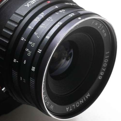 Minotla W.Rokkor-PI 21mm 4.5(Biogon變形度最低光學結構)用於A7冇紅軋，Leica M亦啱