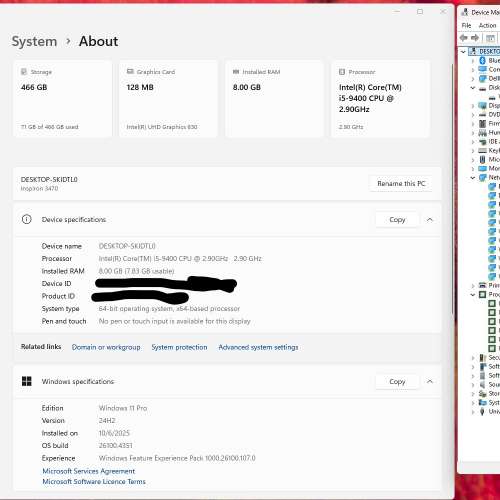 Dell Inspiron 3470 SFF Desktop computer i5-9400 8GB RAM 512GB SSD 桌面電腦