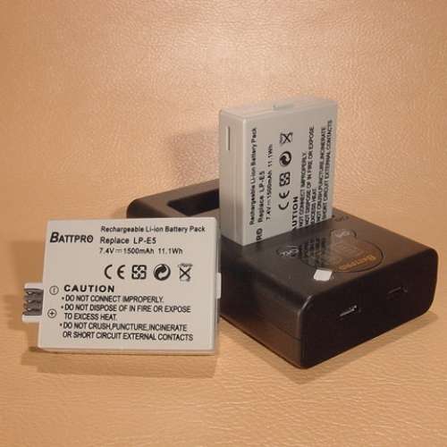 ( 2x LP-E5電池 連 1x LPE5充電器)套裝合Canon EOS 450D,EOS 500D,EOS 1000D相機專...