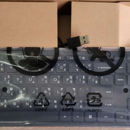 【清庫存】以上任意一款原廠HP USB外文有線鍵盤+原廠HP USB有線滑鼠（全新）