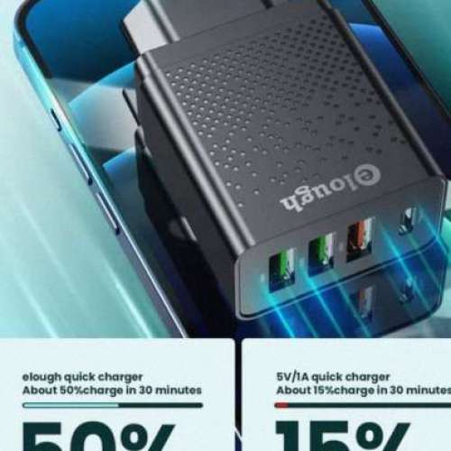 全新EloughQC3.0满天星3USB多口PD20W手機充電器