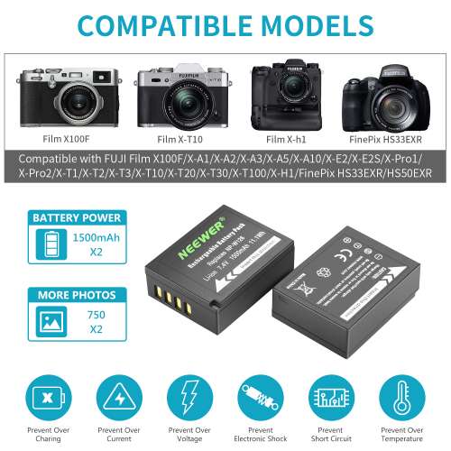 Neewer NP-W126 / NP-W126S Lithium-Ion Battery Pack With Charger (7.4V, 1500mAh)