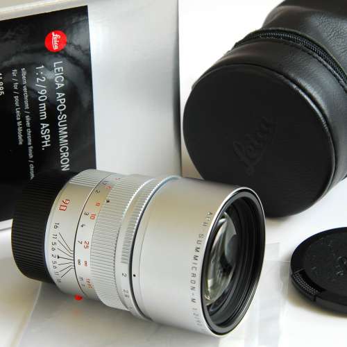 收藏級 Leica M 90mm F2 APO-Summicron-M ASPH silver chrome with pouch/packing