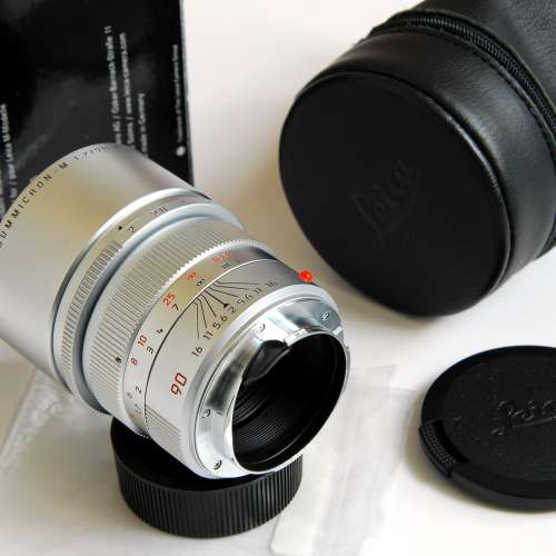 收藏級 Leica M 90mm F2 APO-Summicron-M ASPH silver chrome with pouch/packing