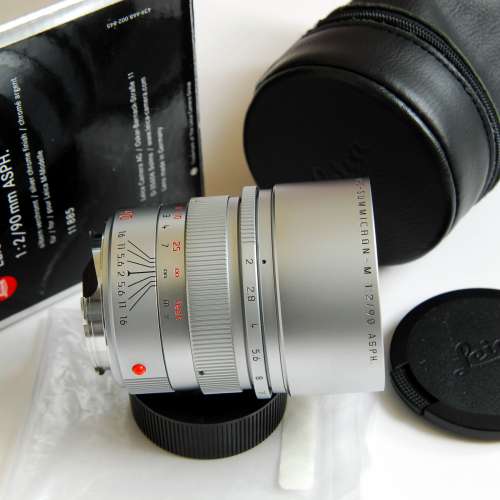 收藏級 Leica M 90mm F2 APO-Summicron-M ASPH silver chrome with pouch/packing