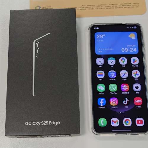 99.9%新 samsung s25 edge 12+512gb 黑色 全套行貨 有單