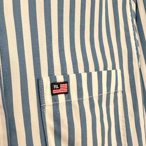 新淨：Polo Ralph Lauren Women’s Light Blue/White Shirt Size L 女裝藍白直條恤...