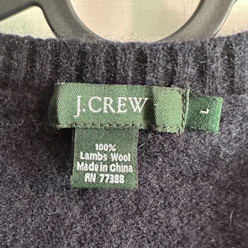 J.Crew Men’s 100% Lambswool Navy/Red Sweater V Neck Vest Size L 男裝100%羊毛V...