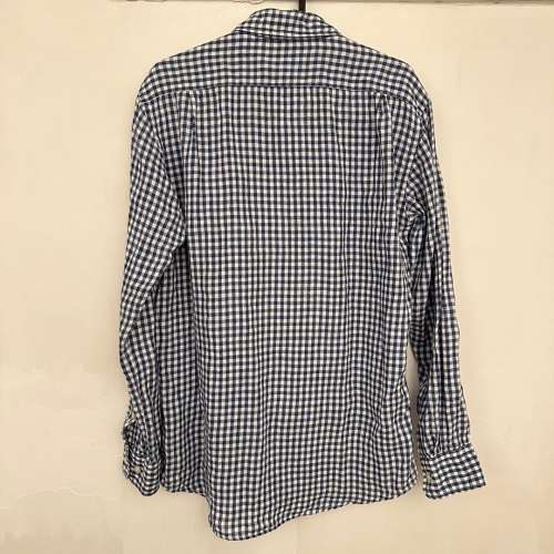 95% NEW - Uniqlo Men Blue/White Linen Shirt Size M - 男裝麻質長袖恤衫