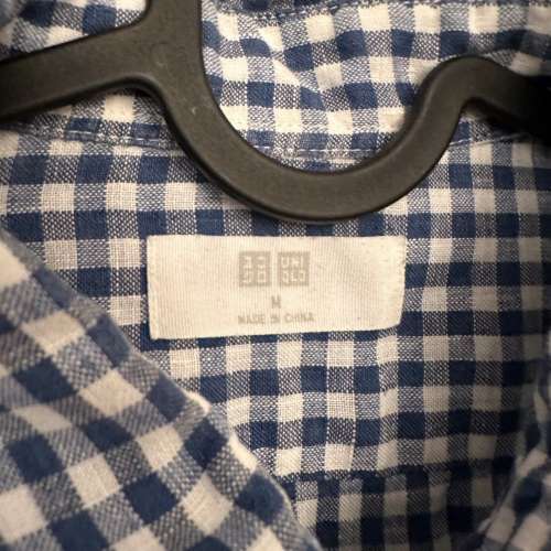 95% NEW - Uniqlo Men Blue/White Linen Shirt Size M - 男裝麻質長袖恤衫