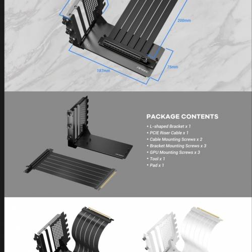 ANTEC PCI-E 4.0 RISER CABLE VERTICAL BRACKET KIT 顯示卡直立