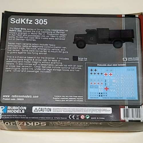 Rubicon (1/56 scale 28mm) SdKfz 305 3-ton 4x2 Cargo Truck