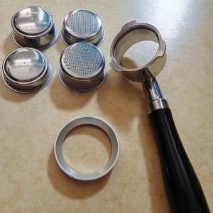 不銹鋼51mm 無底咖啡手柄 連 4個粉碗 接粉環 filter