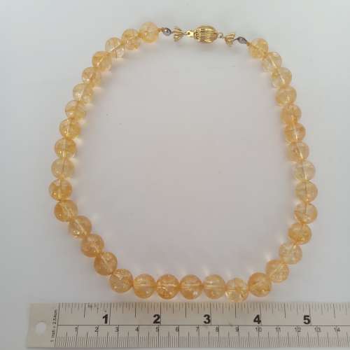 天然聚財黃晶頸鏈，12mm連焊口波仔扣長約18寸。no.B21.6.25