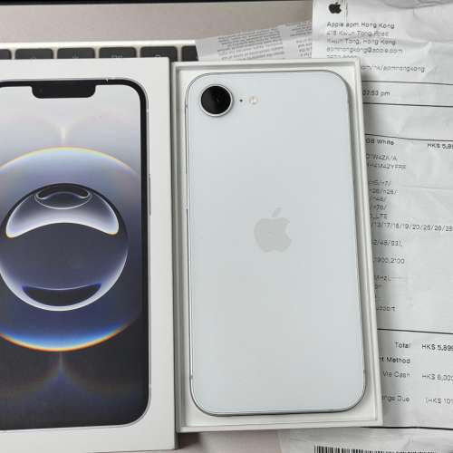 行貨 iPhone 16e 256GB 白色，買咗十日、全齊、有專門店單，原價$5899