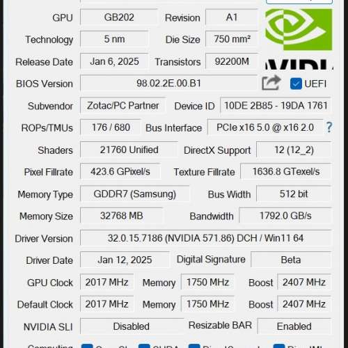 ZOTAC GAMING GeForce RTX 5090 SOLID OC