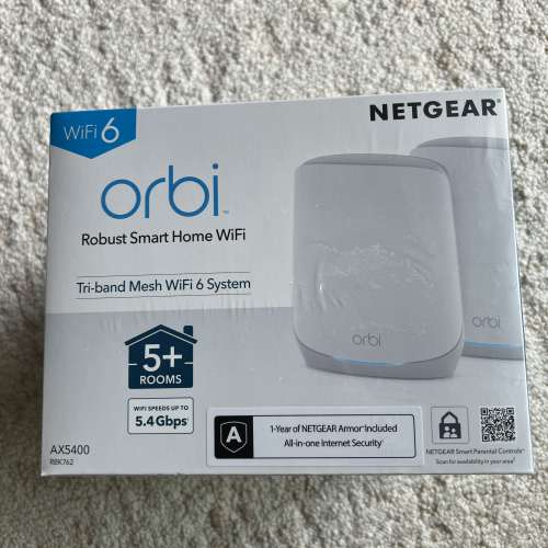 Netgear Orbi mesh WIFI RBK762 AX5400兩件套裝