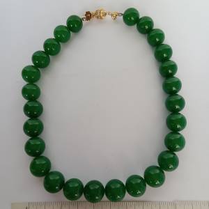幹青頸鏈, 14mm, 連焊口波仔扣長約18。no.B22.6.25