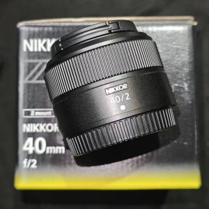 nikon 40/2 Z 尼康 40mm 40 行貨有盒有單 鏡片完好無損 99%new 剛已過保  送filter