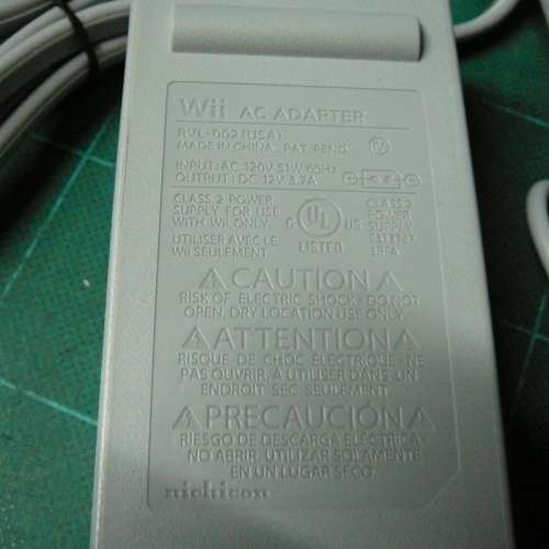 全新 Wii AC ADAPTER input AC 120v 51W 60Hz output DC 12V 3.7A
