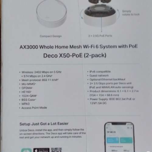 100%NEW  TP-Link Deco X50-PoE AX3000 雙頻 Mesh WiFi 6 路由器