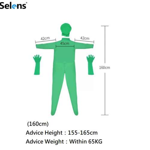 Selens Chromakey Body Suit Full Body Green Screen Suit 後期全身分離式綠幕衣