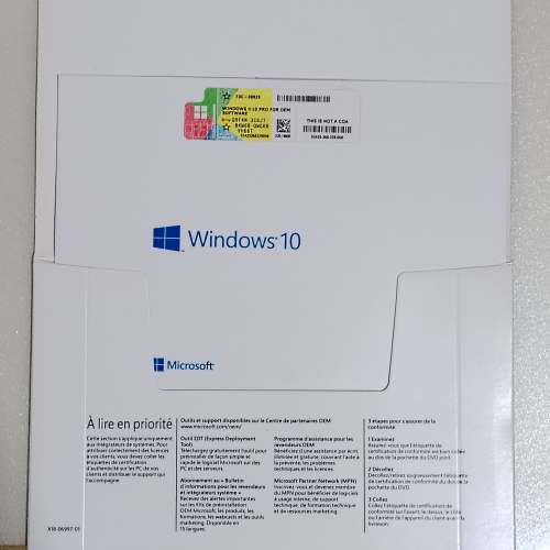 Microsoft Windows Home 10 64Bit French 1pk Licence Key & DVD Install Disk (賣...