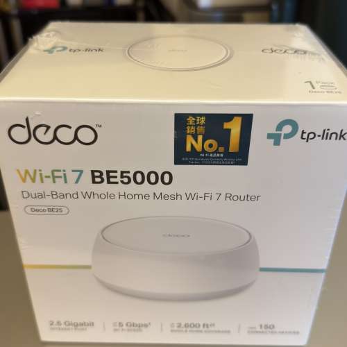 全新未開封 TP-Link Deco BE5000 (1-pcs)WiFi7  Mesh Router 路由器