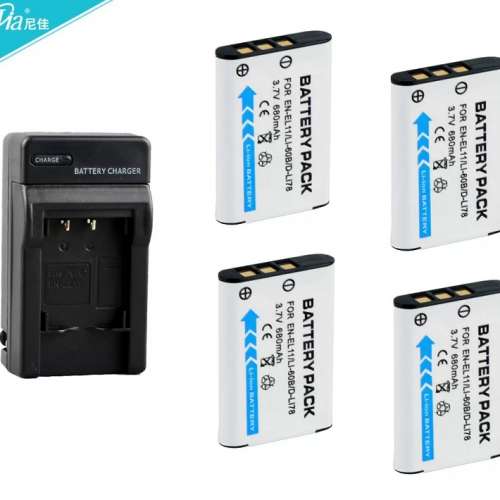 NIJIA NP-BY1 Lithium-Ion Battery With Charger 代用鋰電池連充電機(3.7V, 680mAh)