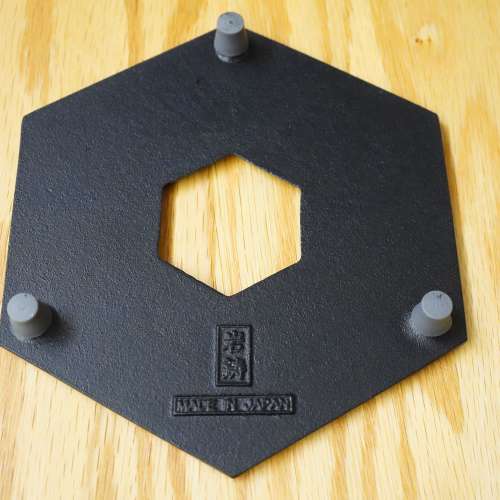 岩鋳 Iwachu 釜敷 六角亀甲型 南部鉄器 南部鐵器茶壼煮水器隔熱墊 黑色 大