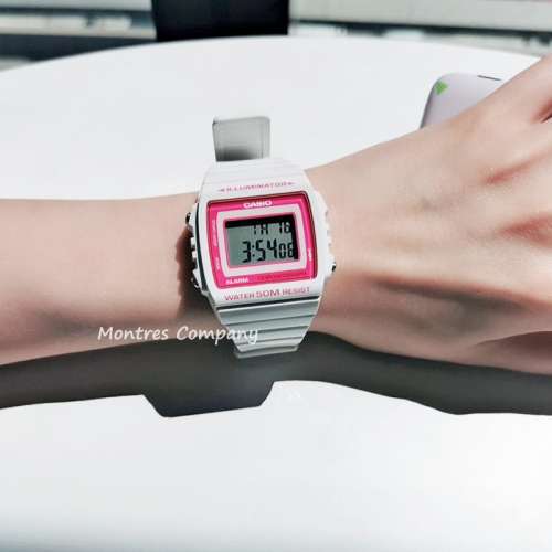 Montres Company 香港註冊公司(32年老店) 卡西歐 CASIO 七年電池壽命 白色粉紅 W-2...