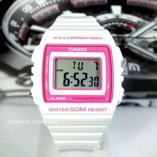 Montres Company 香港註冊公司(32年老店) 卡西歐 CASIO 七年電池壽命 白色粉紅 W-2...