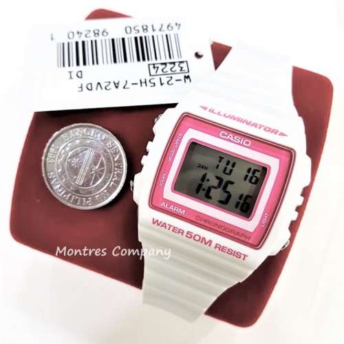 Montres Company 香港註冊公司(32年老店) 卡西歐 CASIO 七年電池壽命 白色粉紅 W-2...