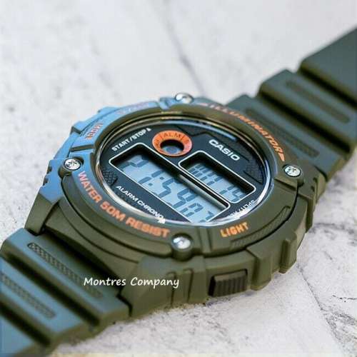 Montres Company 香港註冊公司(32年老店) 卡西歐 CASIO 防水 W-216H W-216H-3B 綠...