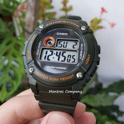 Montres Company 香港註冊公司(32年老店) 卡西歐 CASIO 防水 W-216H W-216H-3B 綠...