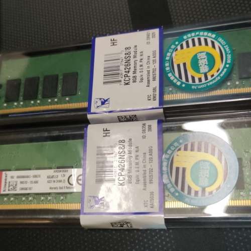 Kingston  DDR4 2666 16GB 8x2 Desktop Ram 單面