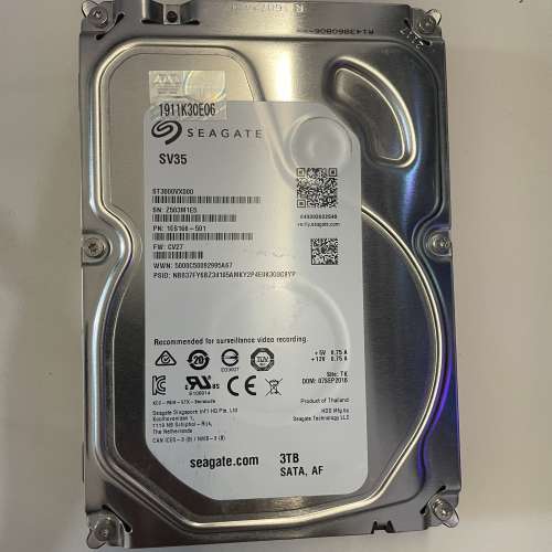 二手硬碟 3.5" SEAGATE SKYHAWK 3TB HDD HD HARDDISK SATA
