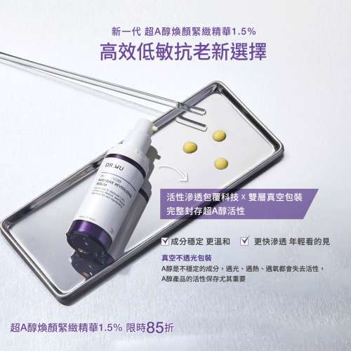 DR.WU超A醇煥顏緊緻精華1.5% 30ML