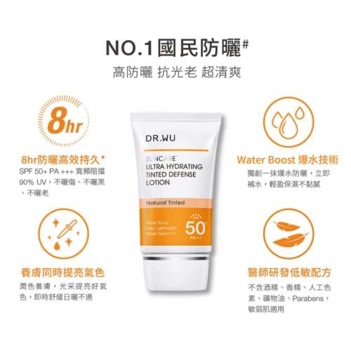 新包裝 DR.WU 全能保濕潤色防曬乳SPF50+/PA+++ 35ML