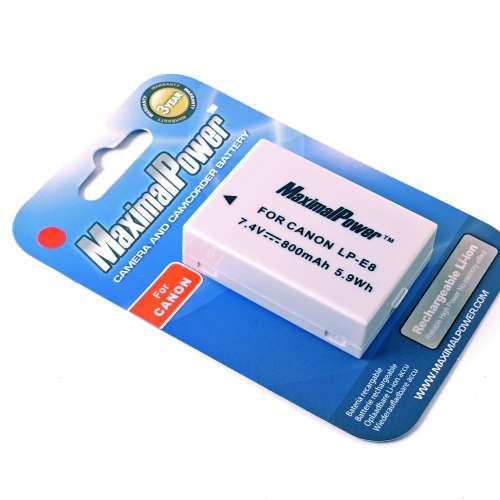 Maximal Power 800mAh LPE8 代用電池 Generic Battery for Canon $90/ 充電器 Char...