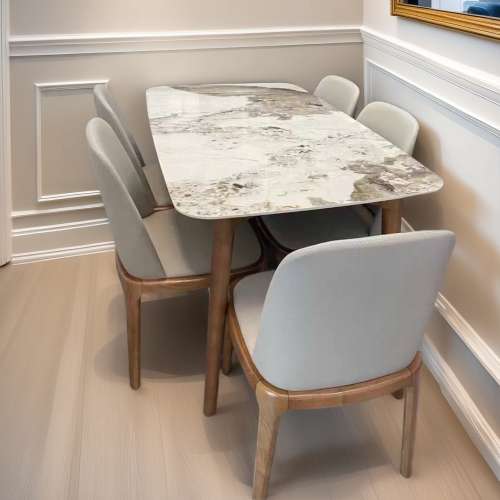🆕🥂「特價Special Offer」歐款岩板實木腳飯餐桌椅 slate solid wood table dining...