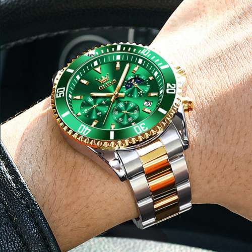 绿水鬼石英夜光防水男士手表