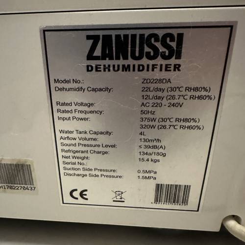 意大利Zanussi(金章)22公升壓縮式抽濕機ZD228DA