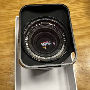 Leica Elmarit-M 28mm f2.8 v3 lens w/ cap, hood (no cover) & B+W UV/IR cut filter