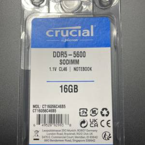 Crucial DDR5-5600 SODIMM 16GB 香港行貨有保養