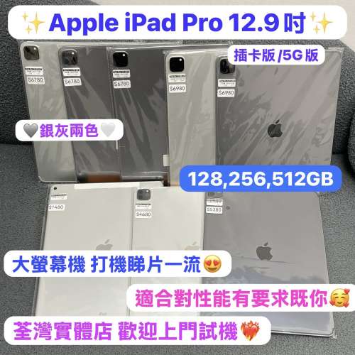 (🥰電子之家，超多靚iPad平板之家🥰）Apple iPad Pro 12.9吋/128,256,512GB/插卡版/...