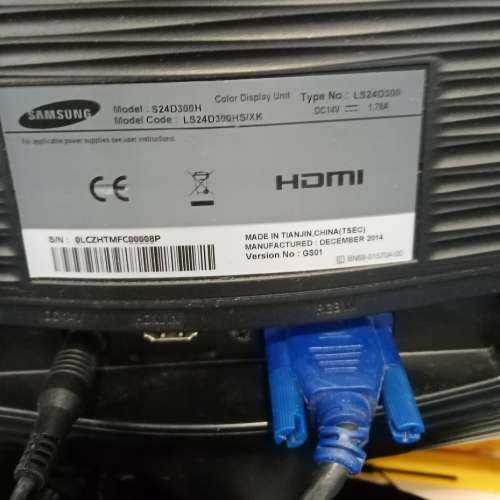 100% work, 九龍塘地鐵站交收 Samsung 24吋 24&Prime; LED Monitor. 只跟電源線1條. 冇其...
