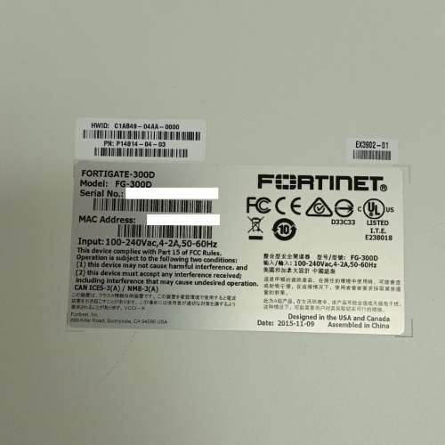 Fortinet Fortigate 300D Firewall 防火牆
