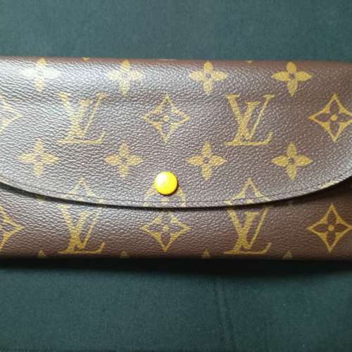 LOUIS VUITTON Monogram Emilie Wallet 黃色扣長錢包啡色